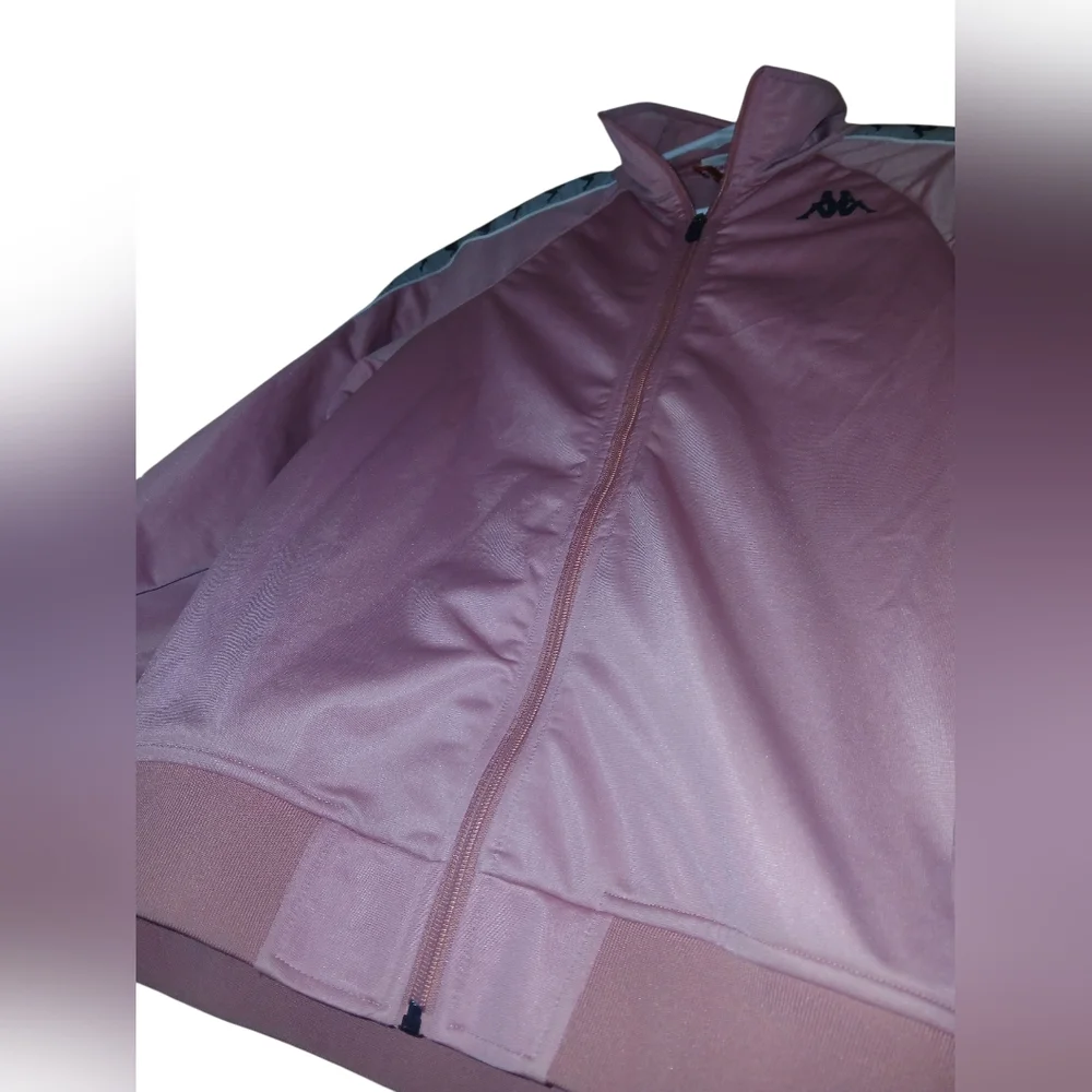 Kappa Pink Track Jacket W/ White Striped Logo On Sleeves Size Small - Picture 3 of 15